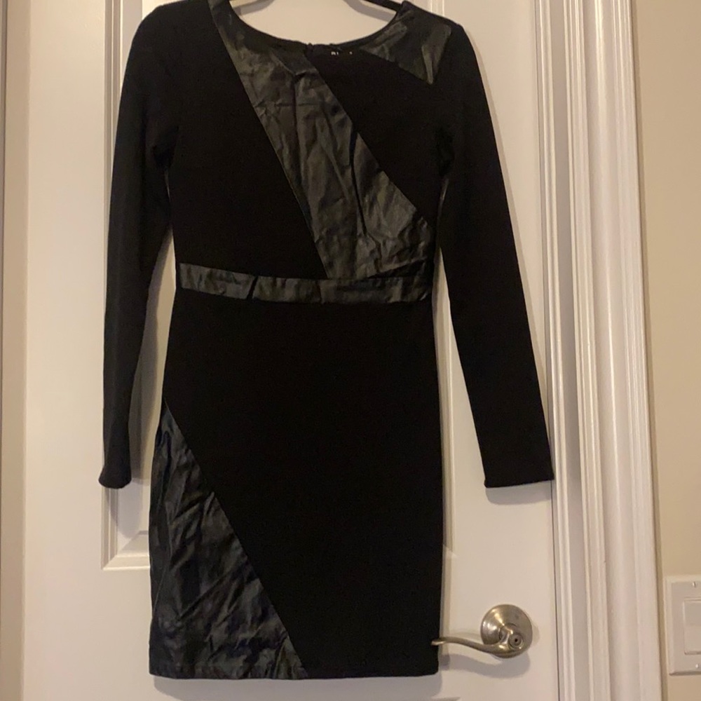 David Buffalo button black leather dress
